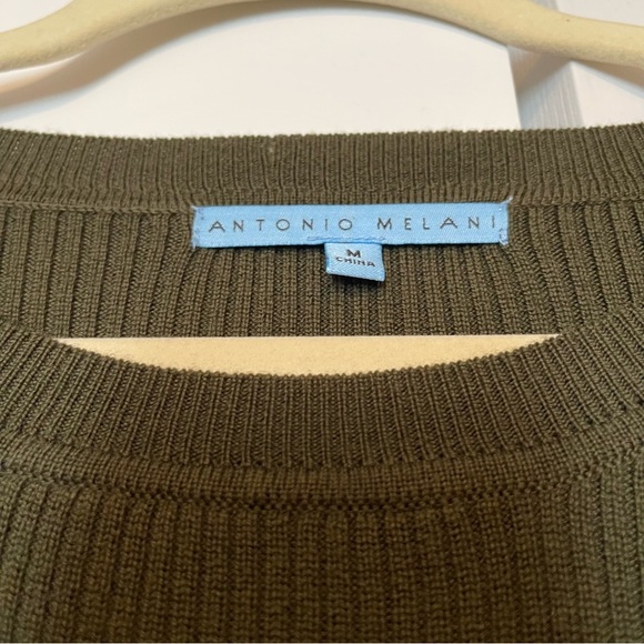 Antonio Milano 100% Wool Sweater Size Medium Olive Green - Picture 2 of 3